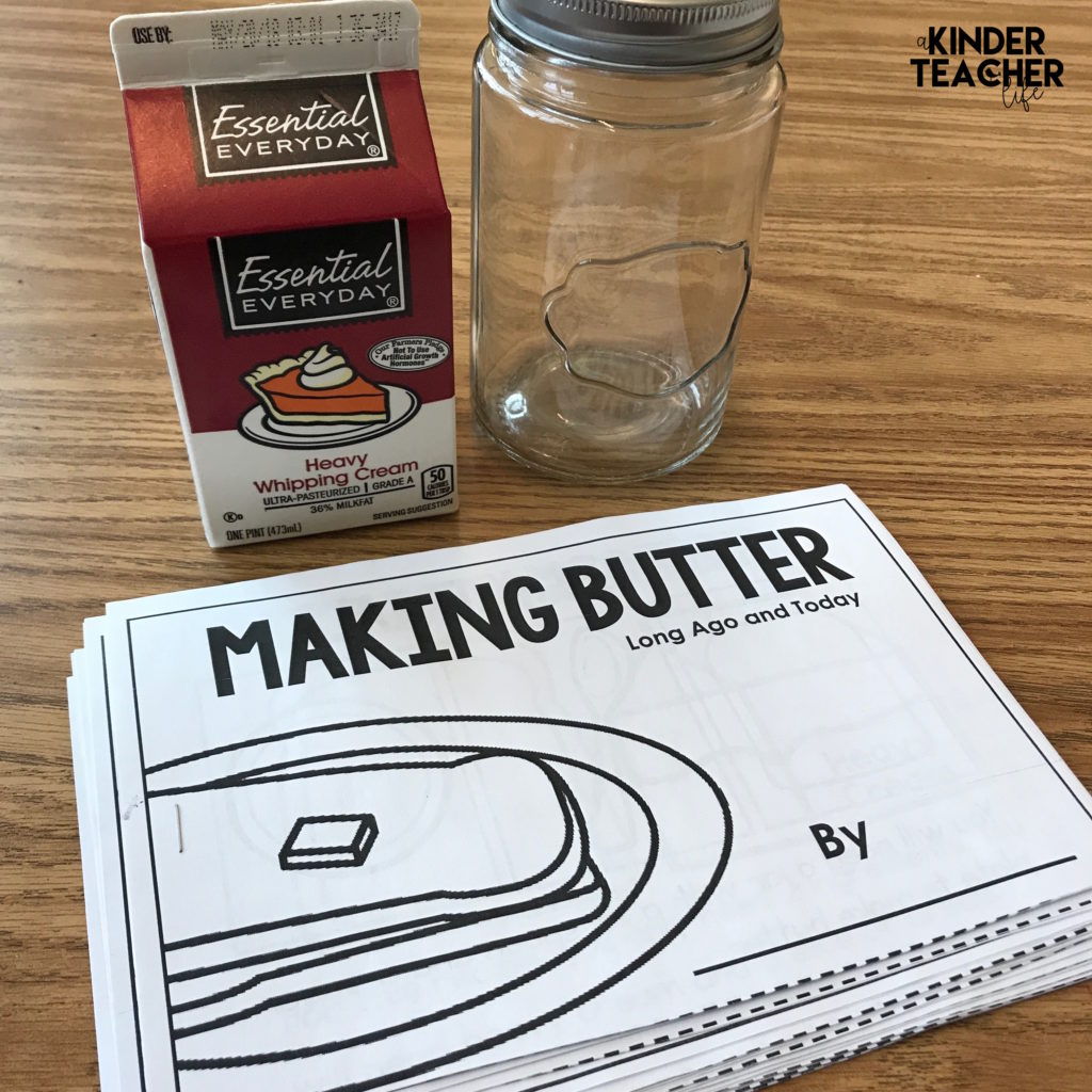 Materials to make butter in this classroom